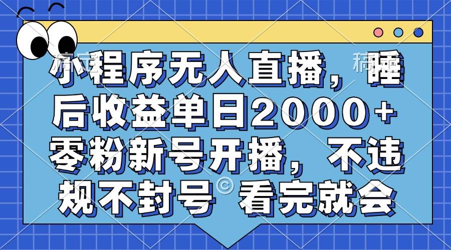 小程序无人直播，睡后收益单日2000+零粉新号开播不违规不封号-易创资源网