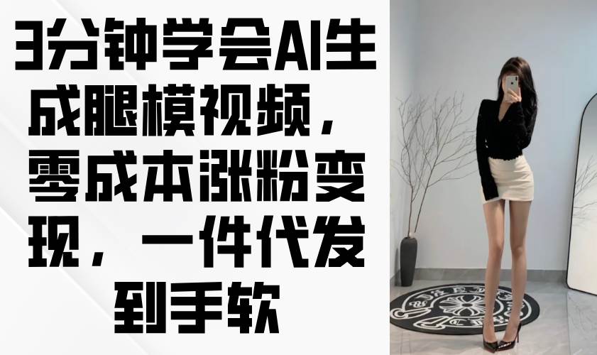 3分钟学会AI生成腿模视频，零成本涨粉变现，一件代发到手软-易创资源网
